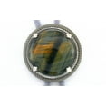 thumbnail image 2 of 61 Carat 34mm Round Silver Blue Tiger Eye Mesh Bolo Tie Cord Tip EPBT76N/62023, 2 of 3