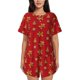 thumbnail image 1 of Balery Gingerbread Man Conjunto de Pijama para Mujer con Estampado, Dos Piezas de Manga Corta y Shorts, Ropa de Dormir Suave con Cuello Redondo y Bolsillos-Large, 1 of 6