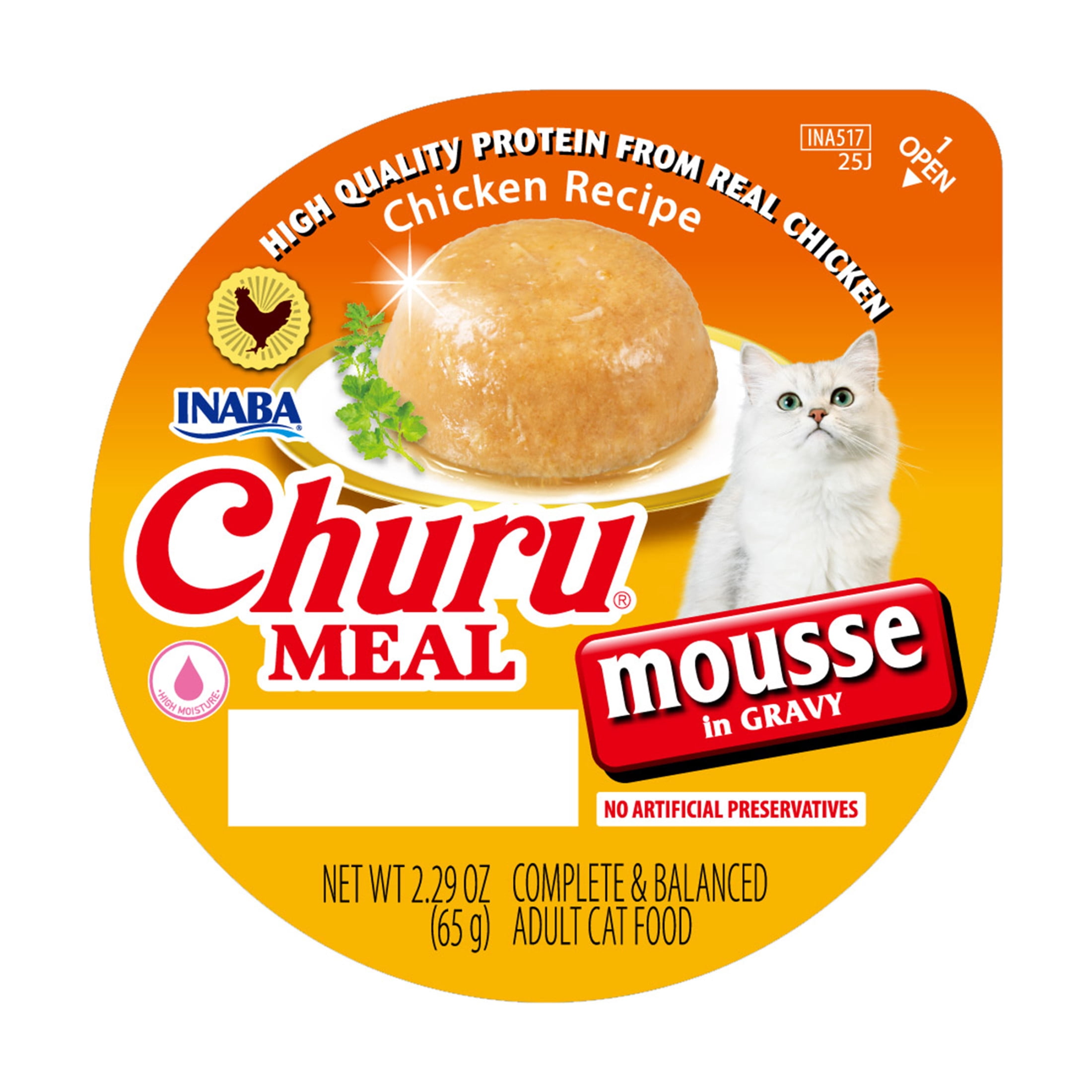 (12 pack) INABA Churu Meal Mousse Adult Wet Cat Food, 2.29 oz cup, 1-count, Chicken Recipe