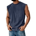 thumbnail image 2 of Cotton Sleeveless Tank Tops Men Trendy Casual Crewneck Muscle Gym Tank Shirts Summer Quick Dry Solid Color Beach Tank Top Royal Blue M, 2 of 5