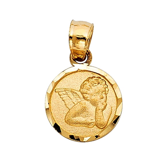 14KY Angel Religious Pendant | Yellow Gold Charm Pendant for Necklace Chain | Gift for Men Women | 12 x 10 MM | 0.9 grams