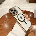thumbnail image 2 of Phone Case for iPhone 12 Pro Max Case Magnetic Full Camera Len Protection[Compatible with MagSafe] Clear Diamond Rhinestone Shockproof Cute Twinkle Bling Case for 12 Pro Max 6.7''-Gold, 2 of 11