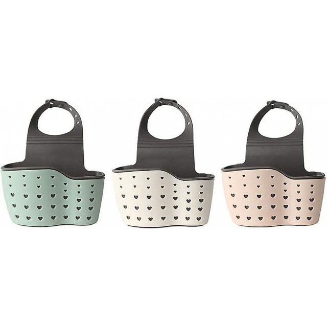 Cesta colgante escurridor, estante de almacenamiento para fregadero, estante de almacenamiento para esponja, soporte para jabón, utensilios de cocina, 3 uds.