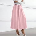 thumbnail image 7 of Hvogkswy Womens Midi Skirt, Solid Color Drawstring Elastic High Waist A-Line Skirts Soft Loose Outdoor Activities Ladies Summer Fashion Casual Skirt, 7 of 7