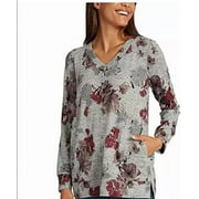 Ellen Tracy Women's Cozy V-Neck Tunic with Pockets (Romance Floral, XX-Large)
