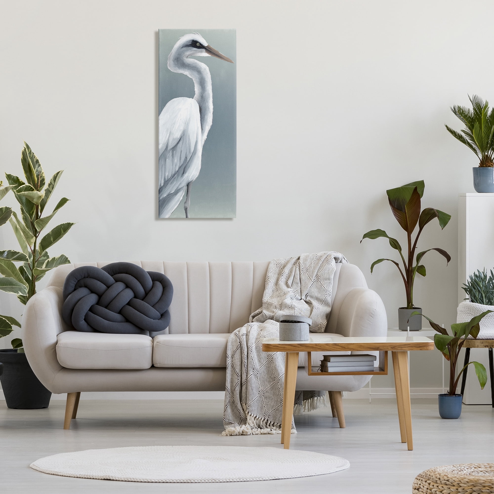 Stupell Industries White Heron Portrait Animals & Insects Painting Gallery Wrapped Canvas Art Print Wall Art, 17 x 40