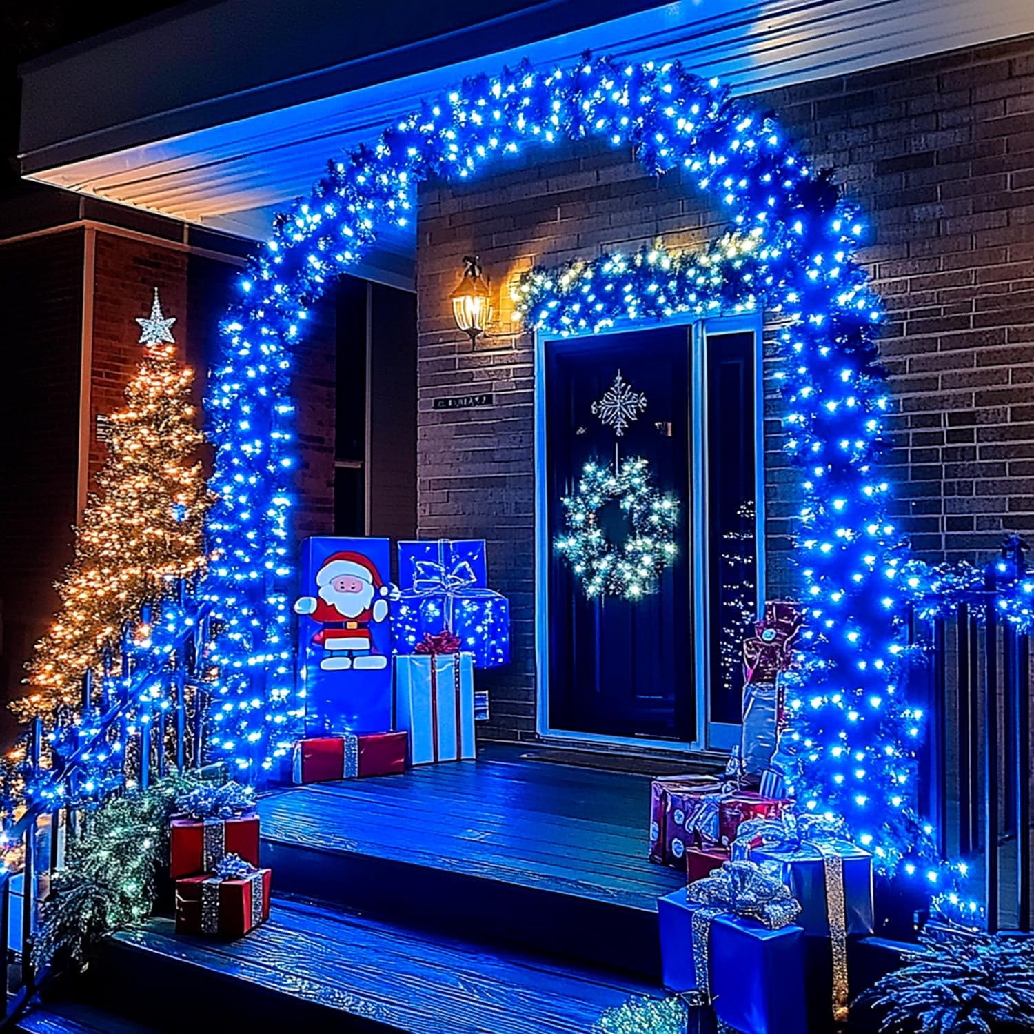 JMEXSUSS 2 Pack Blue Solar Christmas Lights, Total 400 LED 151FT Solar String Lights Outdoor Waterproof, 8 Modes Blue Christmas Lights for Outside Garden Party Patio Christmas Tree Decorations