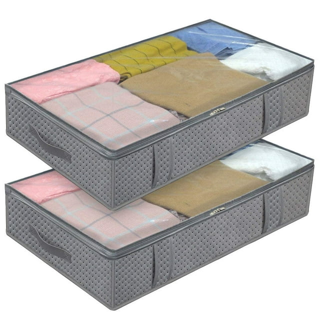 UPGRATOR 2Pcs Under Bed Organizer Non-Woven Cloth for Clothes Division and Dustproof Protection