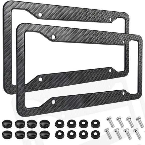 BTideas Carbon Fiber License Plate Frames,Front & Rear Car Tag Holder Cover 2Pack（Carbon Pattern）