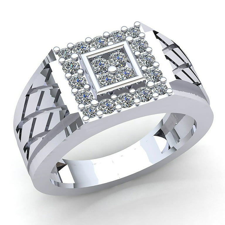 Genuine 0.25Ct Round Cut Diamond Mens Fancy Engagement Anniversary Ring  Solid 18K Rose, White Or Yellow Gold F Vs1 - Walmart.Com