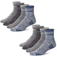 thumbnail image 1 of u&i Mens Performance Cushion Cotton Mid Cut Quarter Athletic Socks, Grey (8-Pack), 1 of 4