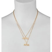 ADORNIA "COOL MOM" Layered Necklace, Rose Gold Plated - NEW