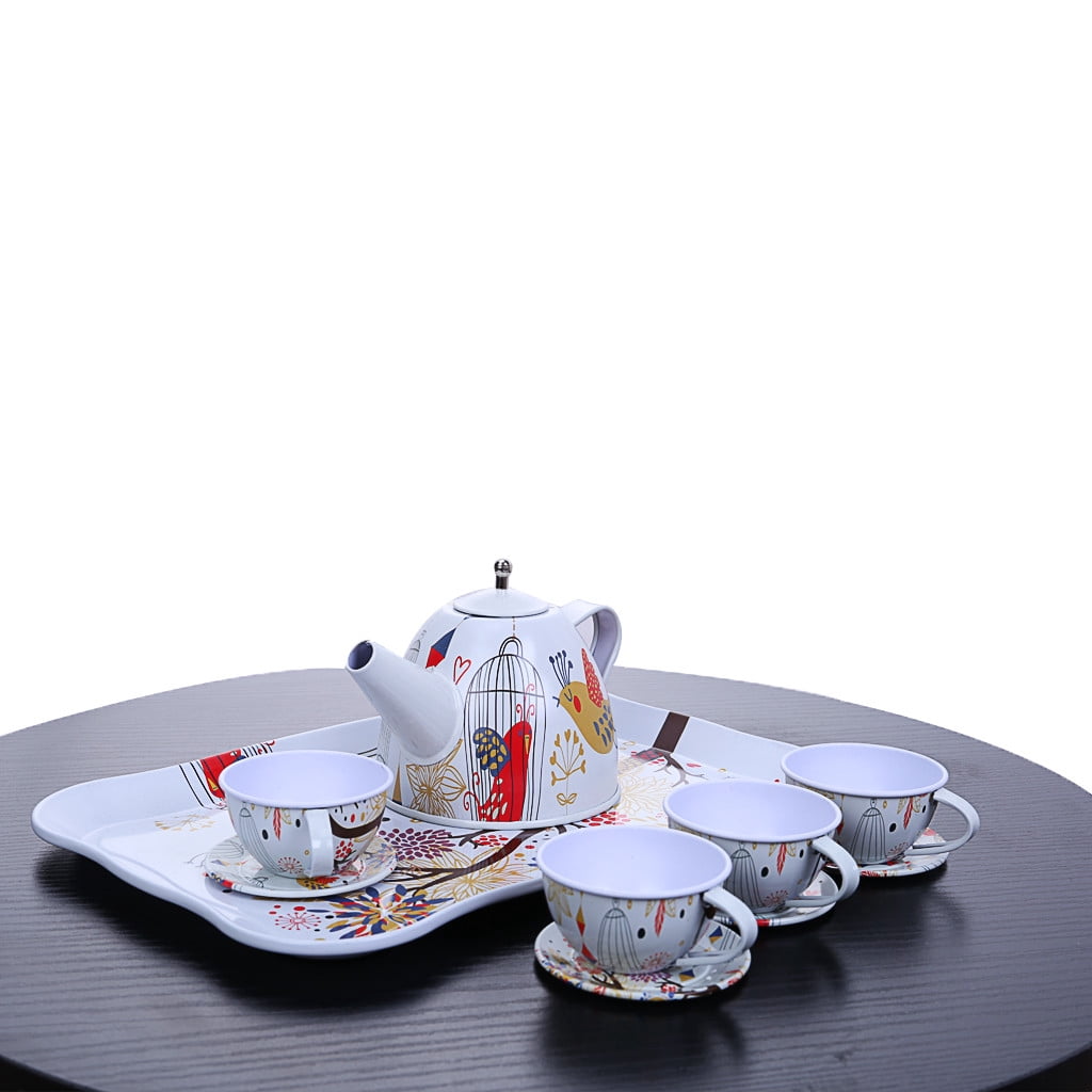 children's tin tea set in a case