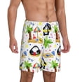 thumbnail image 2 of Balery Penguins On The Beach Pantalones cortos de pijama de punto de algodón para hombre con cinturilla y bolsillos-Medium, 2 of 6