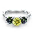 thumbnail image 3 of Gem Stone King 925 Sterling Silver Canary Mystic Topaz and Green Mystic Topaz Engagement Ring for Women | 2.10 Cttw | Round 6MM | Gemstone November Birthstone | Size 8, 3 of 6