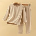 thumbnail image 4 of QUOTAY Winter Pajamas for Girls Long Sleeve Sleepwear Cozy Thermal Loungewear Soft Casual Home Outfit with Pants 12M-9Y Z01_Coffee，8-9 Years, 4 of 6
