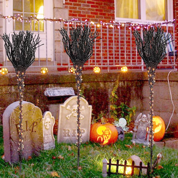 DFC Pre-Lit Decorations Holiday Flag Broomsticks Lights Halloween Home