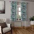 thumbnail image 2 of Ambesonne Hawaiian Grommet Curtain, Ethnic Flower Pattern Folk, 50"x84", Off White Black Teal, 2 of 5