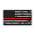 thumbnail image 1 of Tattered Thin Red Line Subdued American Flag Sticker Decal - Self Adhesive Vinyl - Weatherproof - Made in USA - firefighter firemen emt ems first responder, 1 of 5