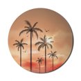 thumbnail image 1 of Tropical Mouse Pad for Computers, Palm Trees with Dramatic Hazy Sky Clouds and Gulls Exotic Display Art, Round Non-Slip Thick Rubber Modern Gaming Mousepad, 8" Round, Coral Salmon Brown, by Ambesonne, 1 of 2