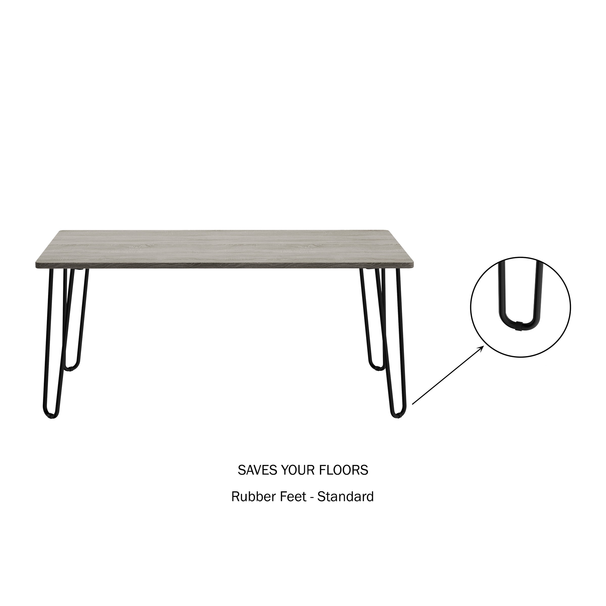 Lavish Home Coffee Table with Hairpin Legs, Modern Industrial Style Home Décor, Woodgrain-Look and Steel Accent Living Room Furniture, Gray