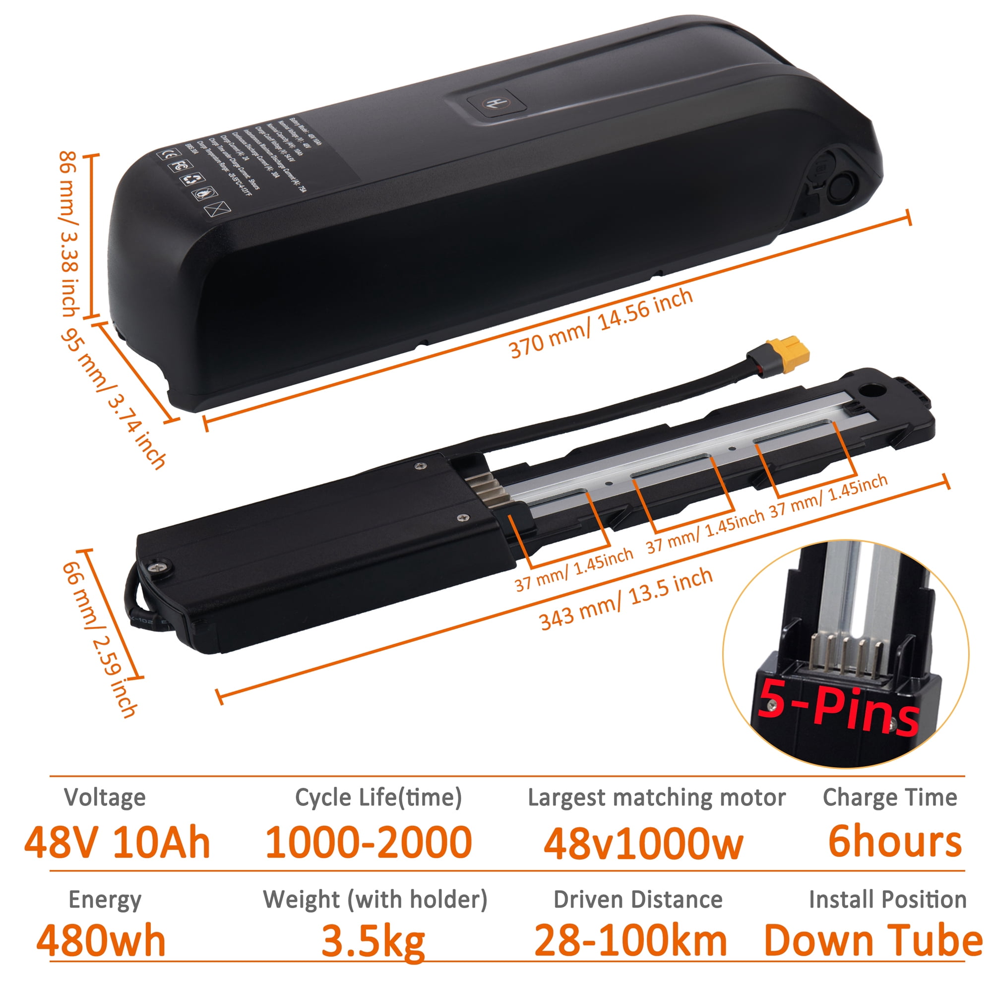 48V 10AH Ebike Battery with Charger 48v Battery 1000W 48V Lithium Battery for Electric Bike Tricycle