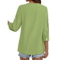 thumbnail image 5 of Fantaslook Womens 3/4 Sleeve Button Down Shirts V Neck Roll Up Sleeve Tops Cotton Linen Casual Summer Blouses Shirts, 5 of 10