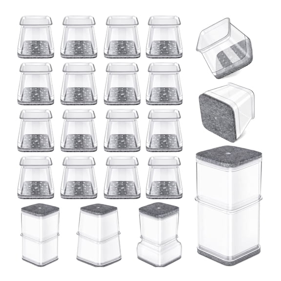 24 Pcs Chair Leg Floor Protectors Square, Silicone Felt Furniture Leg Pads Caps Covers for Hardwood Floors