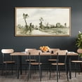 thumbnail image 2 of IDEA4WALL Extra Large Framed Canvas Print Wall Art Countryside Watercolor Tranquil Farm Retro Fine Art Monochrome Pattern Vintage Wall Decor Oversized Artwork Relax/Calm for Living Room - 60"x30", 2 of 5