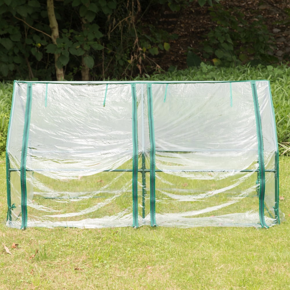 Green Outdoor Waterproof Portable Plant Greenhouse with 2 Clear Zippered Windows, Medium