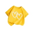 thumbnail image 3 of Byoo Toddler Girl's Cute Double Heart Graphic Tee Shirt Short Sleeve Crewneck Casual T-Shirt Soft Breathable Daily Wear Top, 3 of 5