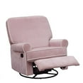 thumbnail image 3 of Beaumont Lane Velvet/Wood Swivel Glider Recliner in Light Pink, 3 of 9