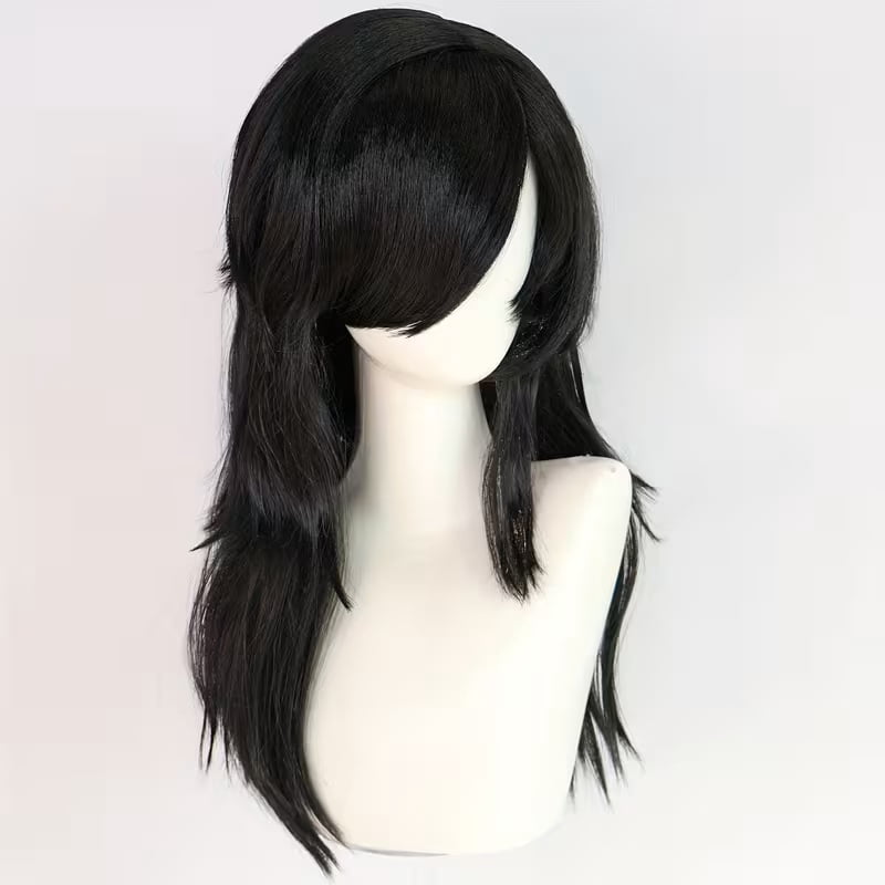Medium-length black wig, a must-have for daily wear by women's cosplay