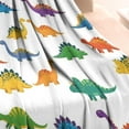thumbnail image 3 of White Colorful Dinosaurs Pattern Blanket,Comfortable Soft Flannel Throw Blanket,All Season,Warm Lightweight Blankets for Sofa Bed Couch Living Room Chair,30"x40", 3 of 4