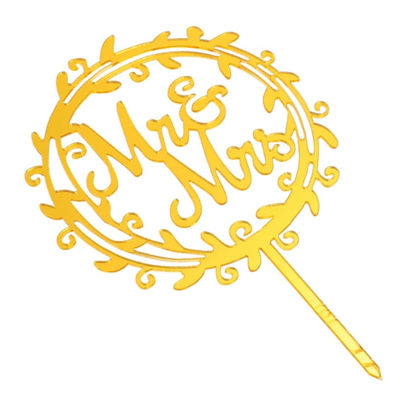 FUTUREORYY 1Pack Golden Acrylic Cake Decoration for Wedding Parties 6.1x3.9in