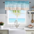 thumbnail image 4 of Summer Blue Beach Window Valance for Kitchen, Coastal Nautical Watercolor Gradient Ocean Waves Rod Pocket Short Curtain for Small Windows, Light Filtering Decorative Valance, 60 x 18 Inch, 4 of 9