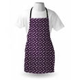 thumbnail image 3 of Retro Apron Illustration of Concentric Circles Little Dots Short Vertical Lines, Unisex Kitchen Bib Apron with Adjustable Neck for Cooking Baking Gardening, Dark Purple Pale Pink White, by Ambesonne, 3 of 3