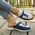 thumbnail image 4 of EKVAHL Women's Slip On Mule Loafers, Soft Suede Polka Dot Backless Flats, Tassel Decor Daily Office Walking Flats Blue, 4 of 5