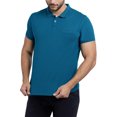 thumbnail image 5 of CULTURA Men's Short Sleeves 100% Cotton Polo With Jaquard Rib And Chest Rib Pocket, Teal/Black, XL, 5 of 10