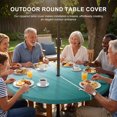 thumbnail image 3 of Round Outdoor Tablecloth with Umbrella Hole and Zipper, Teal Green Ombre Tablecloth with Elastic Waterproof, Contemporary Gradient Abstract Art Patio Table Covers for 55" - 60" Picnic Pool Tables, 3 of 9