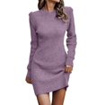thumbnail image 1 of Prolriy Robes Chandail pour Femmes 2025 Robe Chandail Décontractée Tendance pour Femmes Col Roulé Manches Longues Tricot Extensible Élastique Ajusté Robe Chandail Moulante Robe Chandail pour Femmes g TG, 1 of 5