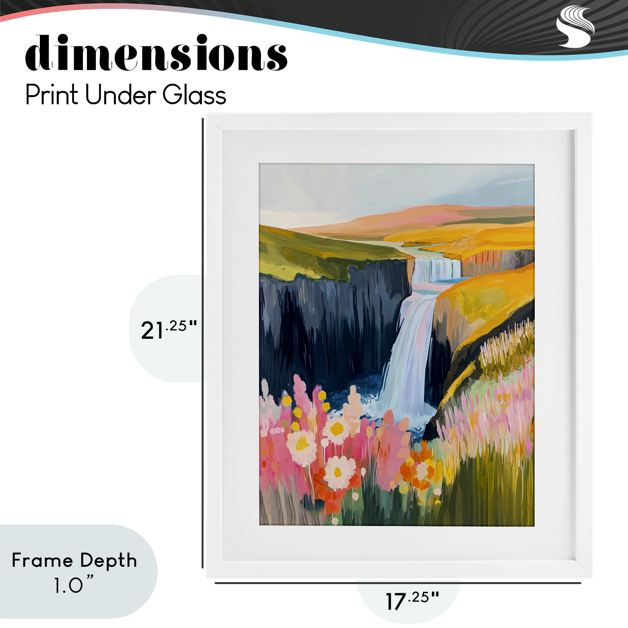 Stupell Industries Colorful Waterfall in Valley White Framed Print Under Glass, design by The Prints Vibe