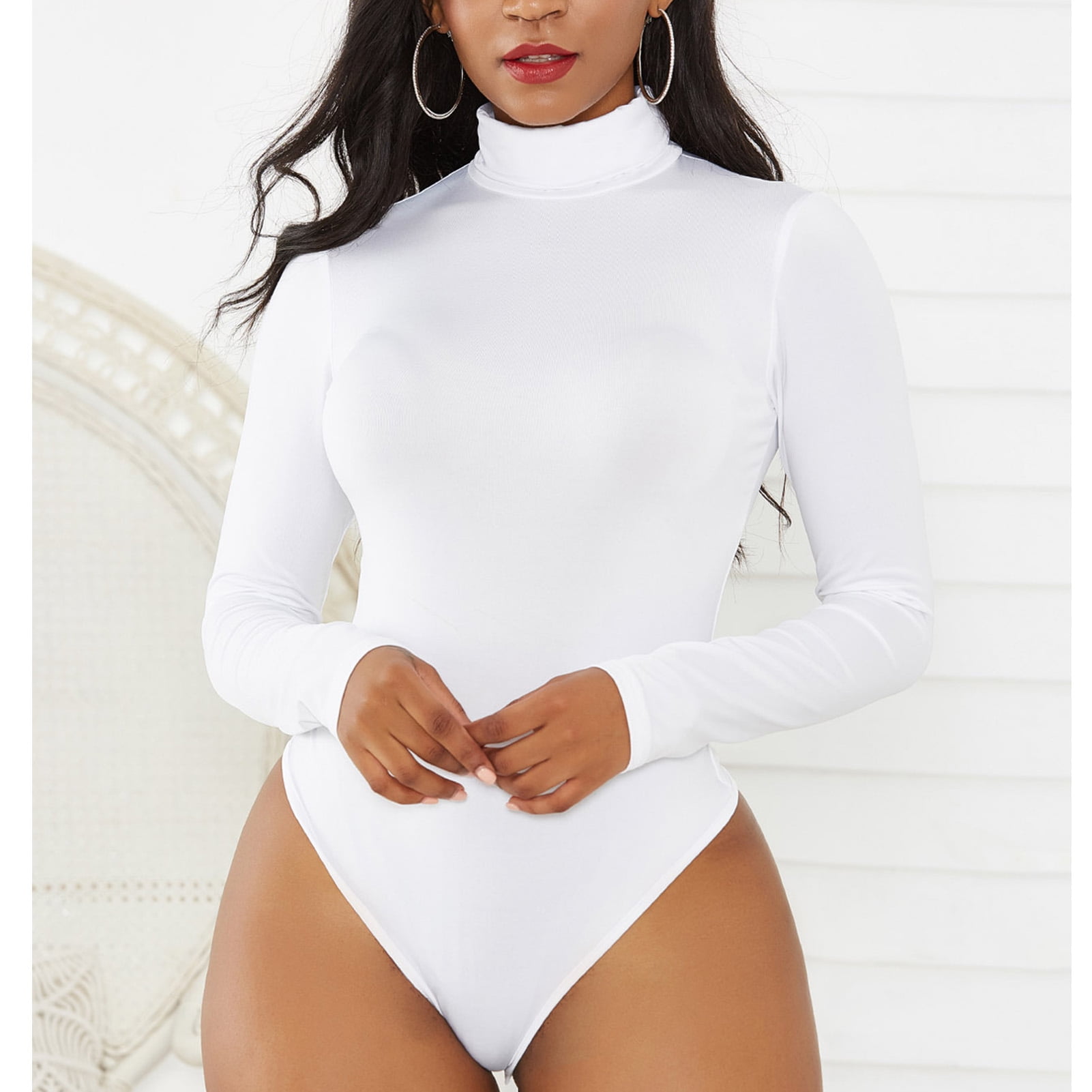 Mono Cuello Alto Mujer Enterizo De Manga Larga Con Cuello Alto - Ropa Interior Térmica Para Mujer Enterizo Manga Larga Falso Cuello Alto