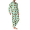 thumbnail image 2 of Naloa Cute Sea Turtles Men’s Pajamas Set - Long Sleeve Button Down Sleep Shirt and Pajama Bottoms Sleepwear Set-Medium, 2 of 7