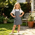 thumbnail image 2 of Bobifish Toddler Girls Suspender Dress Kids Girls Sleeveless Plaid Printed Cross Back Dress With Pocket Casual Kids Girls Dresss, 2 of 6