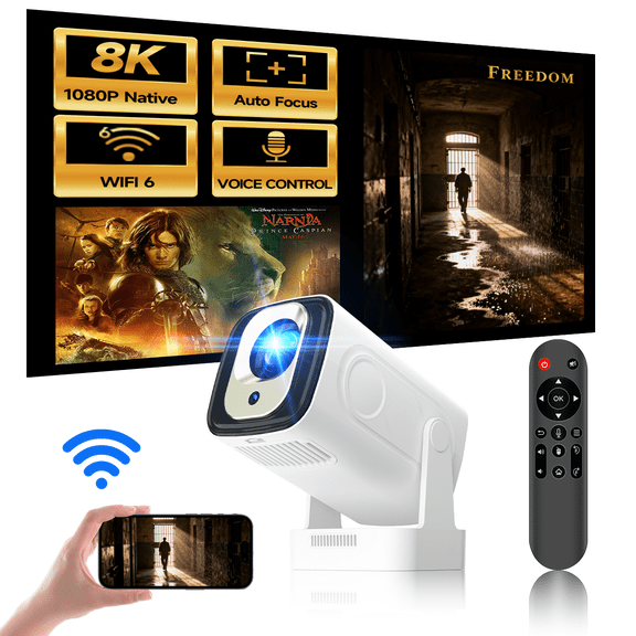 [Auto Focus] Magcubic Mini Projector Native 1080P & 8K Support with WiFi 6 & BT5.4, 330 ANSI Brightness, 5W Speaker, Built in Apps, Voice Control, Portable Home&Outdoor Movie Projector HY310
