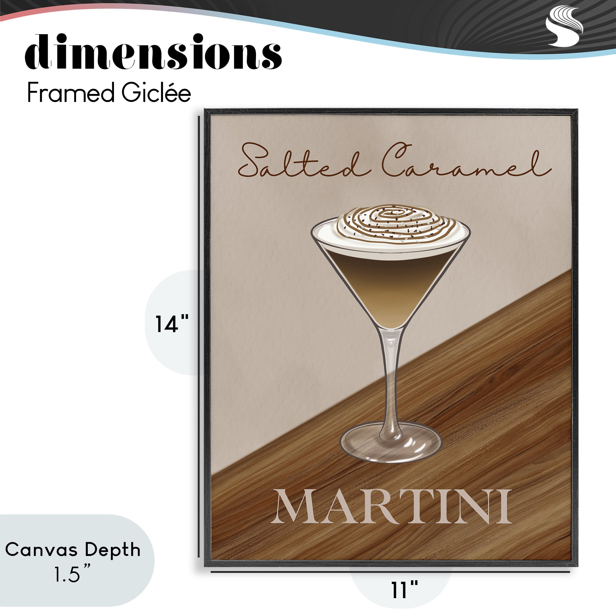 Stupell Industries Salted Caramel Martini Black Framed Giclee Art, design by Marcus Prime