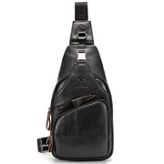 BULLCAPTAIN Men's Shoulder Backpack Water Resistant Theft Leather Chest Pack Cross Body Bag for Adventures
