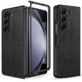 thumbnail image 3 of Htwon for Samsung Galaxy Z Fold 5 5G Case with Screen Protector Leather Hybrid Hard Shockproof Phone Cover, Black, 3 of 15