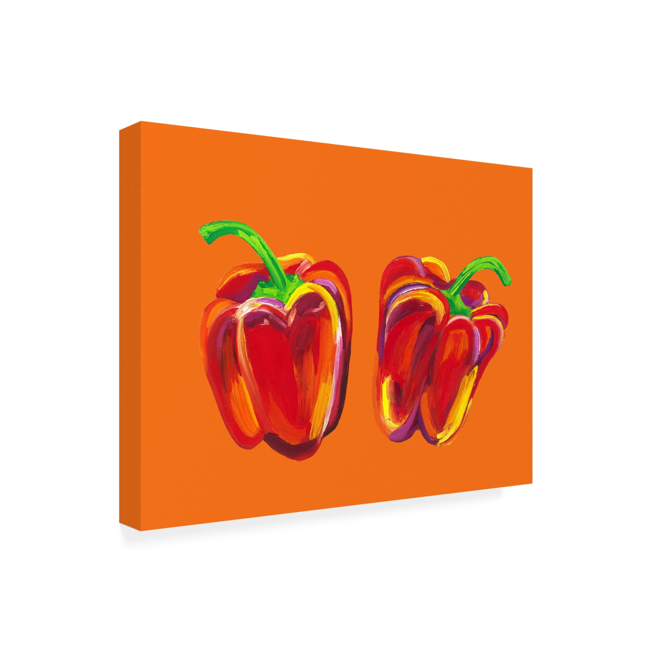 Trademark Fine Art Alice Straker Peppers On Orange Canvas Wall Art